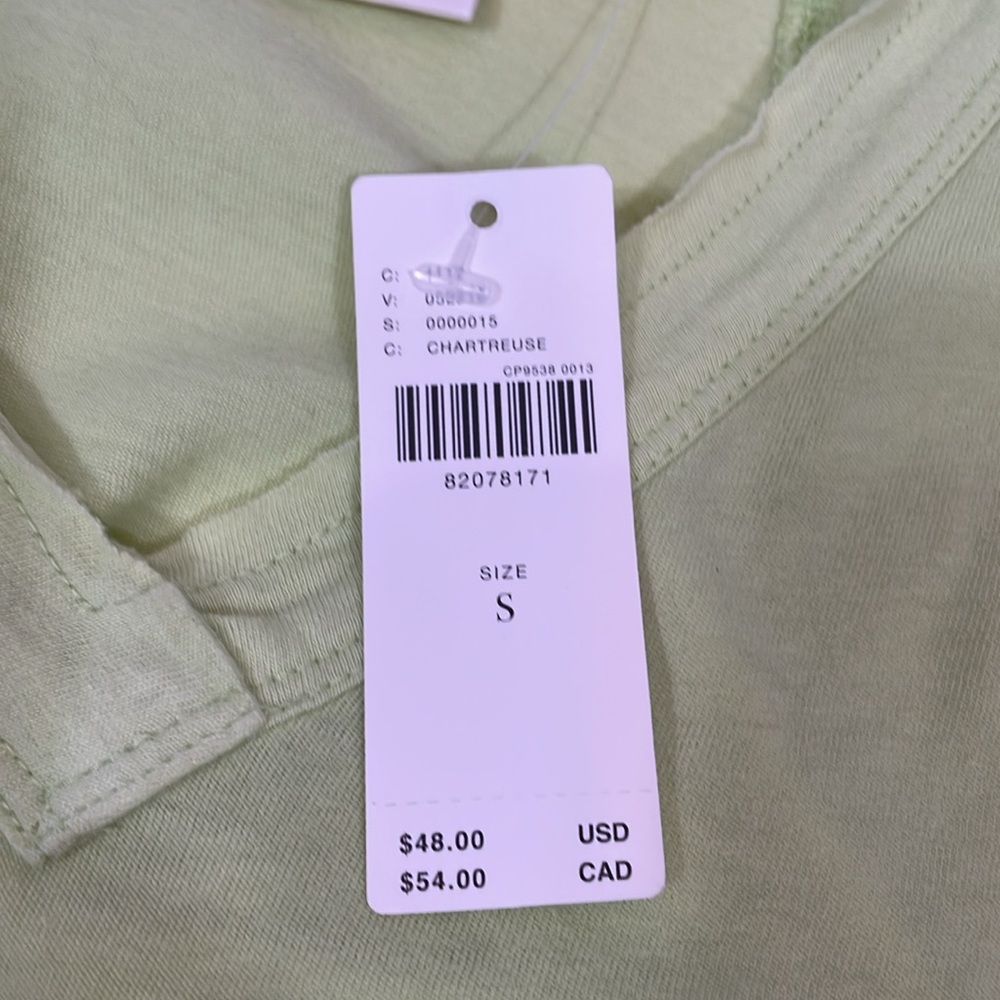 Anthropologie Maeve Flutter Sleeve Tee NWT Size S Chartreuse - Picture 8 of 10